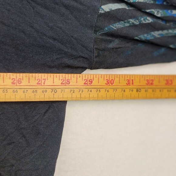 Robert Kitchen Canada Long Sleeve Asymmetric Peacock Print Top XL New - Picture 11 of 12